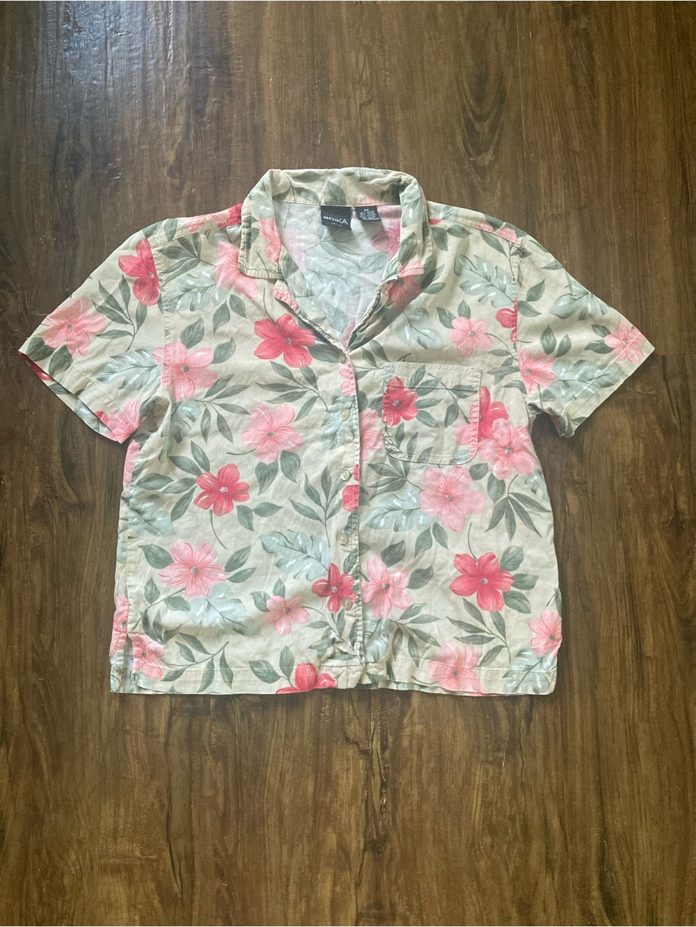 Erika Pink Floral Button-Down Women's Shirt